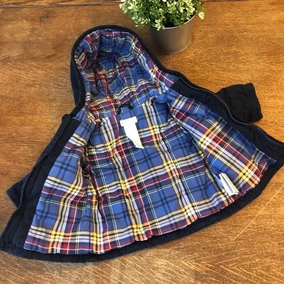 Ralph Lauren Blue Hooded Jacket w/ plaid lining